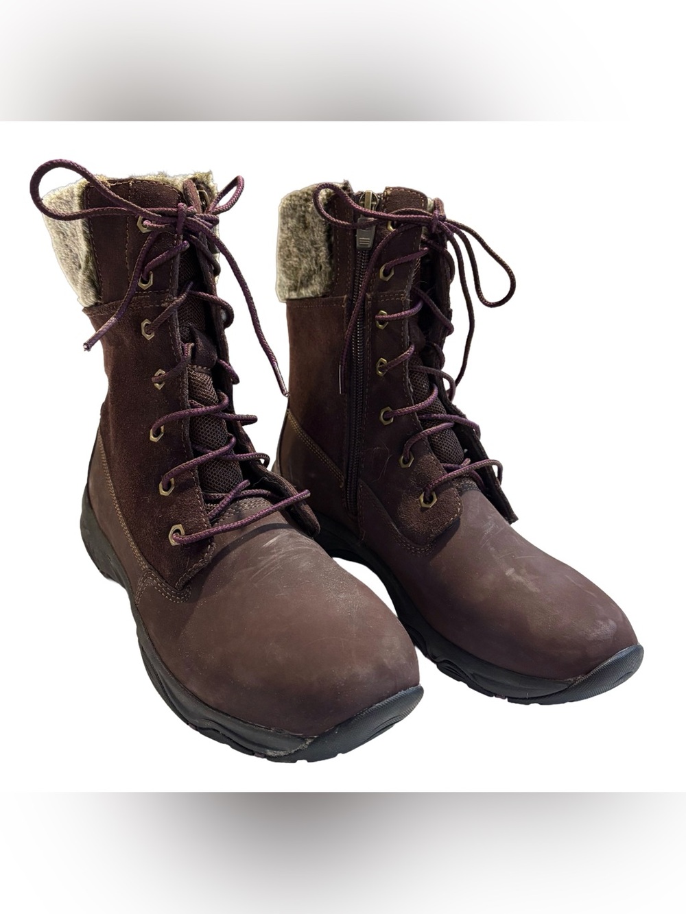 Easy Spirit Explore24 Brown Faux Fur Boots Size 10